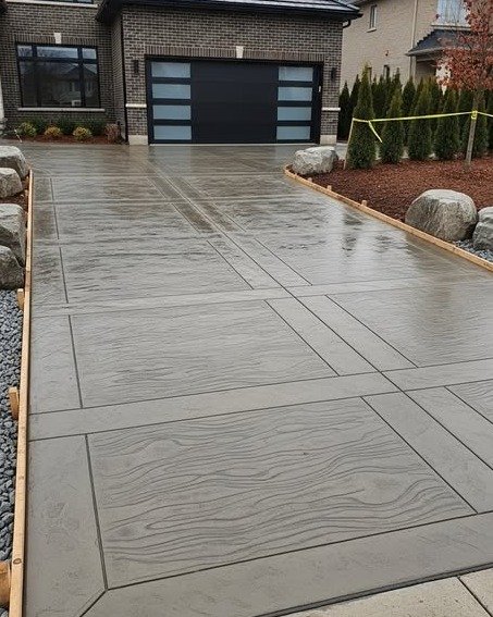 Custom Stamped Concrete Driveway in Concord, NC